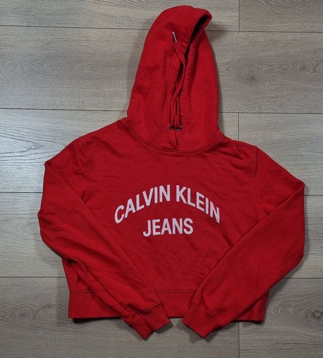 Bluza damska Calvin Klein Jeans, CK, crop top, logo, krótka, hoodie