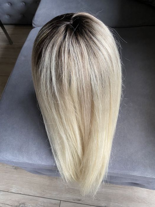 Toppernaturalny indyjski 50 cm blond mikroskóra tupet dopinka treska
