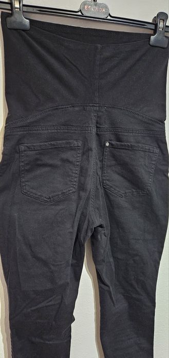 Spodnie ciążowe S H&M bawełniane czarne elastyczne z pasem damskie dlu