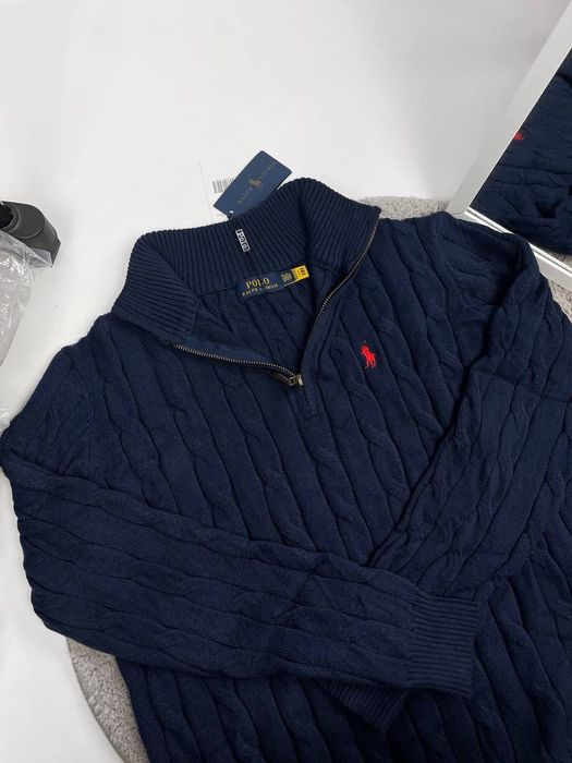 Светр Polo Ralph Lauren 1/3 синій та чорний, теплий та якісний