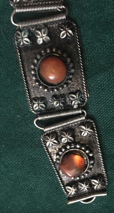 Vintage: bransoleta z kamieniami z okreu PRL, filigran