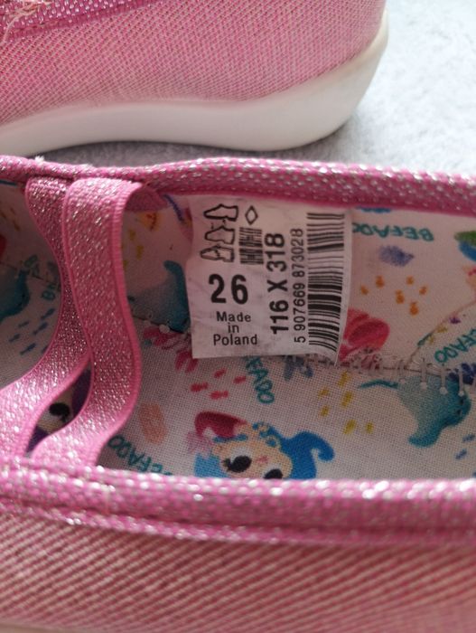Kapcie dla dziewczynki dziewczęce różowe błyszczące Befado 26 wkł 16