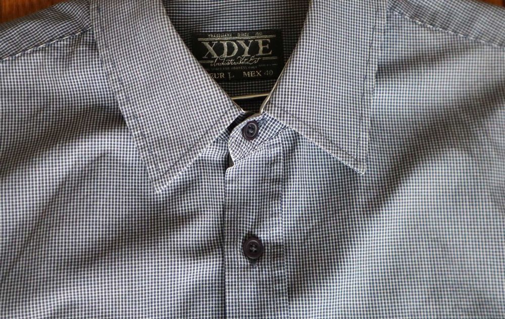 Camisa algodão de manga curta xadrez cor azul escura