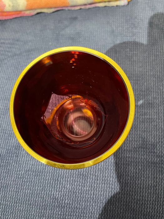 Wazonik Bochemia rubinowo- złoty / 14 cm