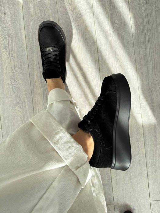 Жіночі замшеві кросівки-кеди чорні (36-41) кроссовки женские весна