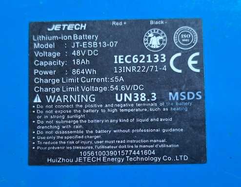 Bateria do Hulajnogi Elektrycznej Jetech 48v 18Ah 100% sprawna