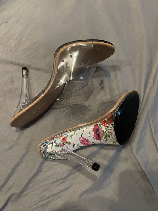 Shein transparentne klapki na szpilce 37