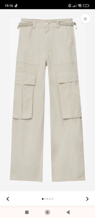 Beżowe spodnie cargo tanio cheap winter autumn zima jesień woman