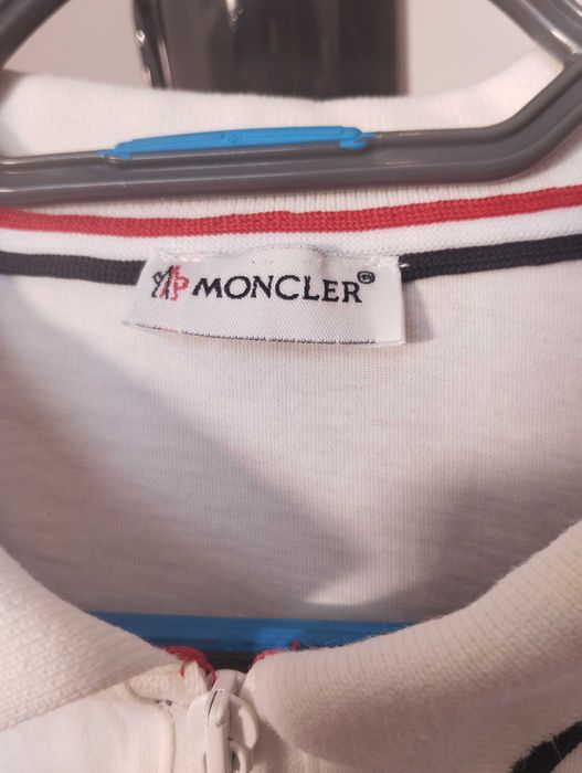 Białe Polo Moncler z zamkiem XL