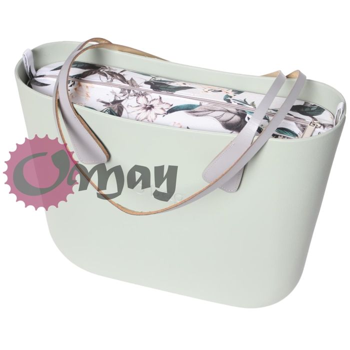 Organizer OBAG STANDARD cudne konwalie jasny szary 2 kieszenie OMAY.PL