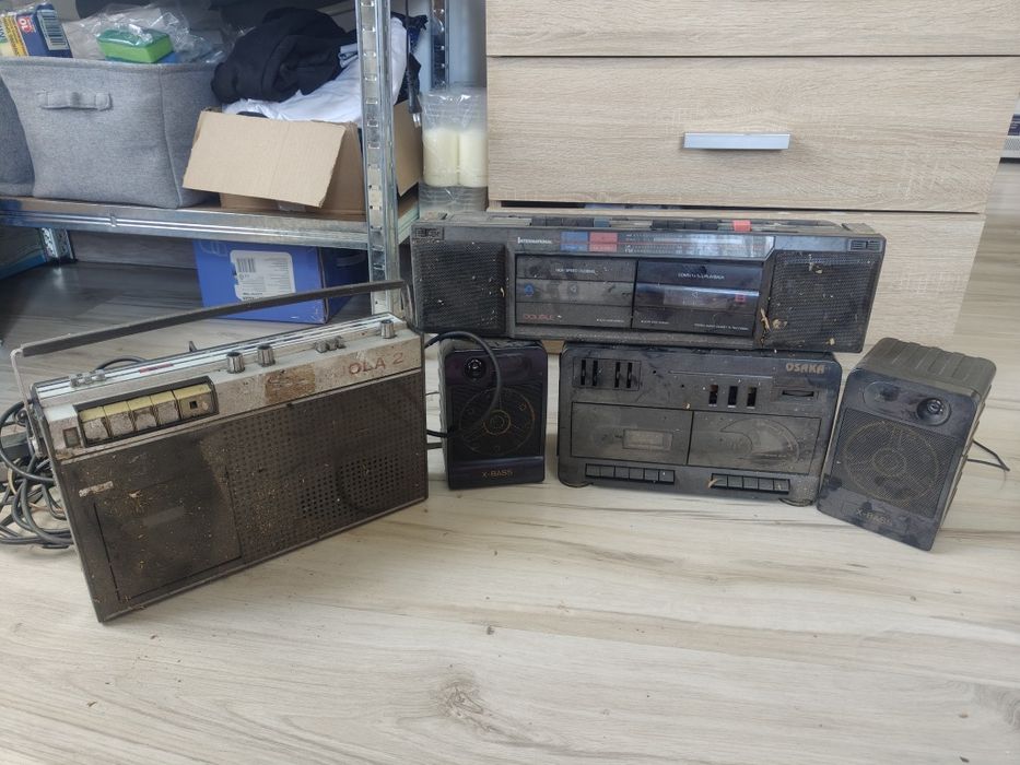 Retro radio radioodtwarzacz boombox vintage komplet