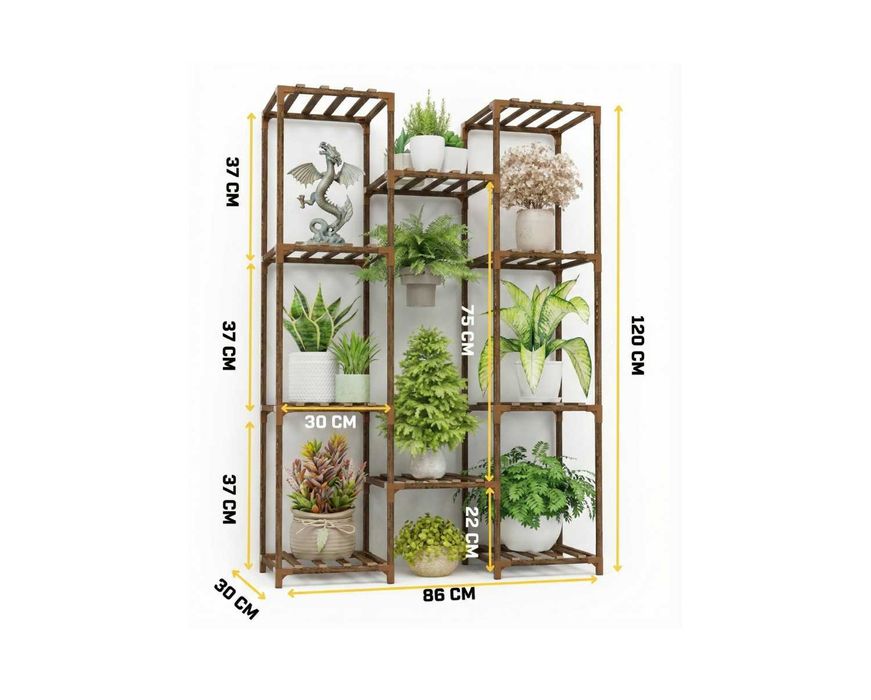 NOWY Drewniany Kwietnik Stojący na Kwiaty Rośliny Wysoki Regał Stojak