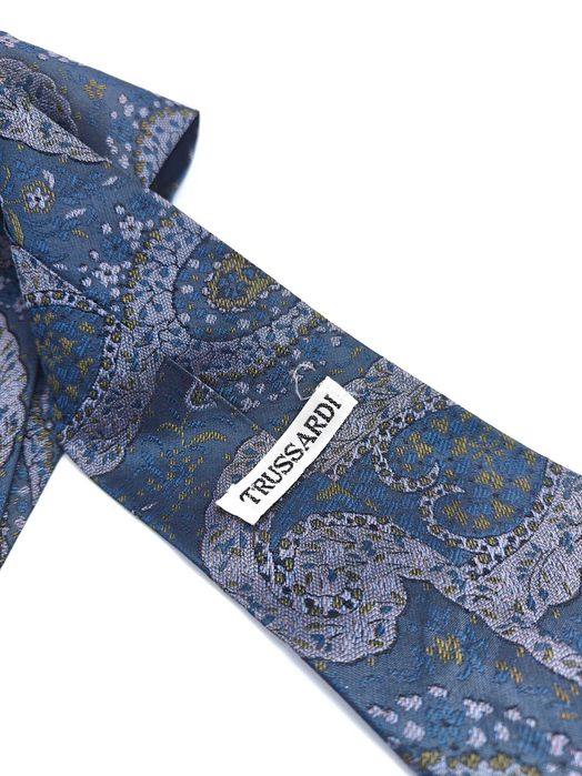 Trussardi granatowy jedwabny krawat paisley ady15