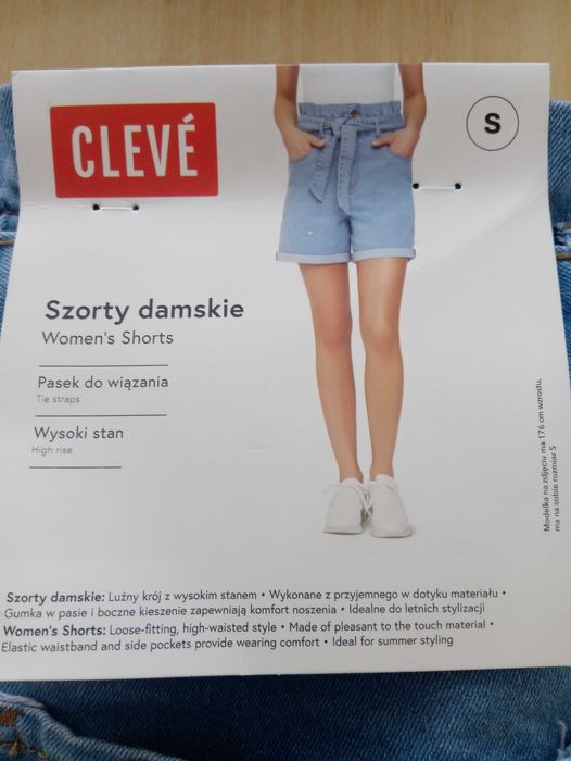 1/2 ceny Jeansowe szorty damskie ze stretchem wysoki stan Cleve roz. S