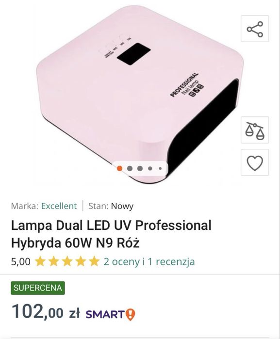 Lampa Dual LED UV Professional Hybryda 60W N9 Róż