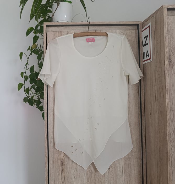 Koszula kremowa, koszulka, przewiewna, luźna, 44, XXL, M&Sz