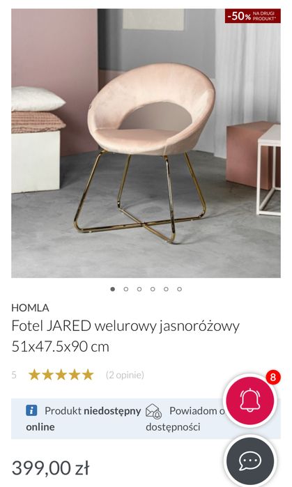 Fotel jared homla welur