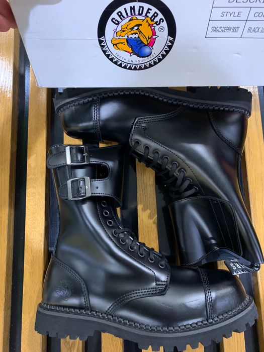 Черевики GRINDERS Bulldog BLACK 10 люверсів 100% ШКІРА сталевий носок