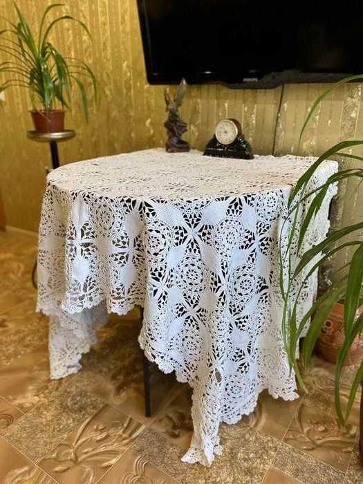 Ручна робота! скатертина покривало вязане гачком велике ажурне