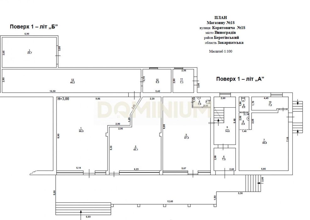Магазин + офіси + склад, 520 м², прохідне місце,м.Виноградів
