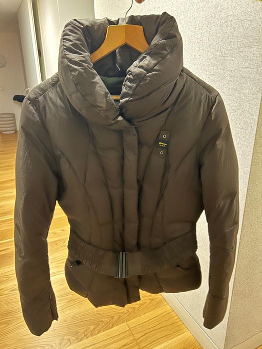 Casaco acolchoado Blauer USA com cinto castanho escuro/ verde azeitona