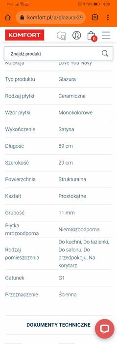 Glazura Bianca Blue Navy 29 x 89