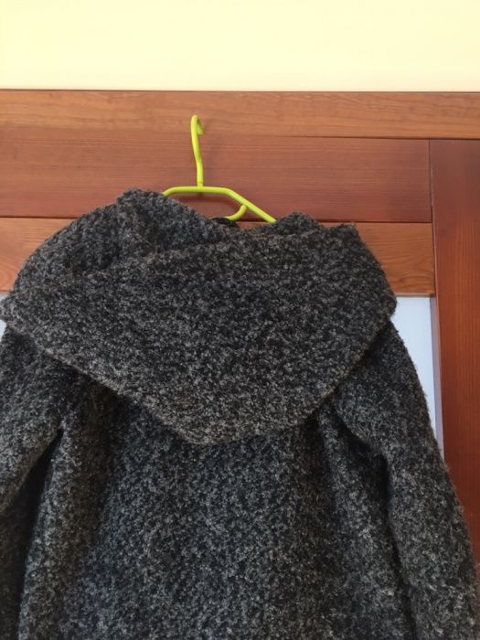 Płaszcz wełniany S onlywełna gruby płaszcz duży kaptur oversize