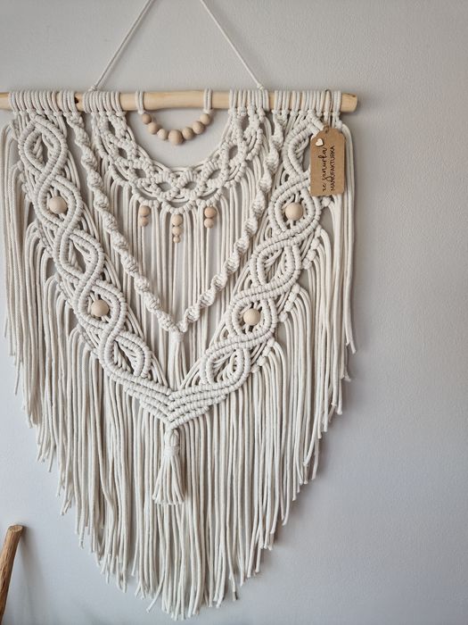 Duża makrama Diana rękodzieło boho ozdoba na ścianę do sypialni salonu