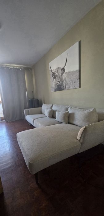 Sofa Bege com Chaise Longue