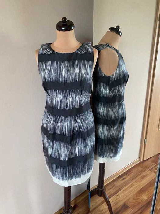 S m banana republic sukienka jedwab silk midi wzory basic 36 38