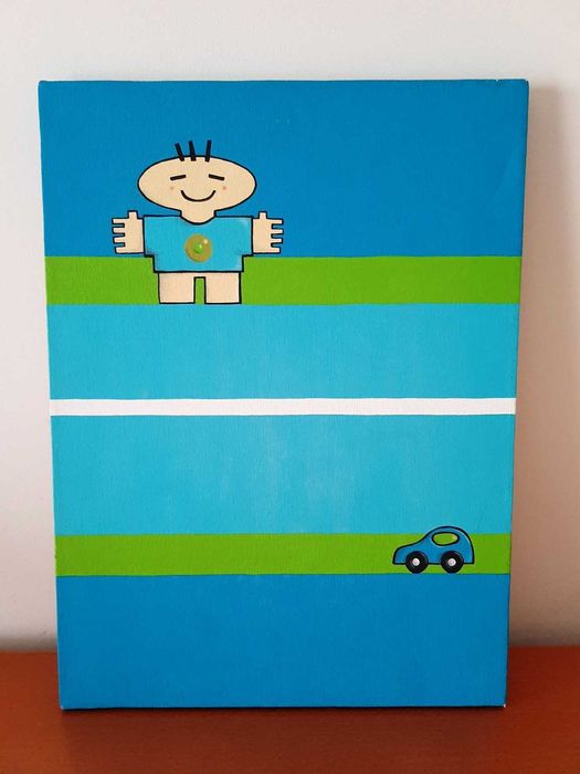 Duas Telas criança pintadas à mão