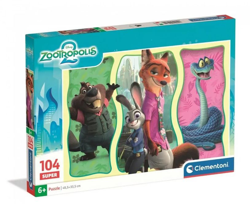 Puzzle 104 Super Zootopia 2. Clementoni. Nowy Produkt