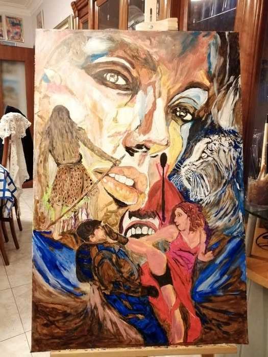 tela em acrilico 90X60cm