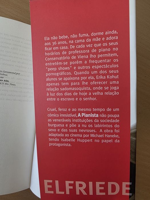 Livro "A Pianista" de Alfriede Jelinek