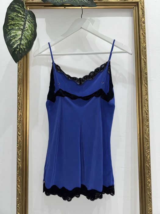 100% Jedwab Alberto Bini S/M 36/38, Luksusowy top bluzka z koronką
