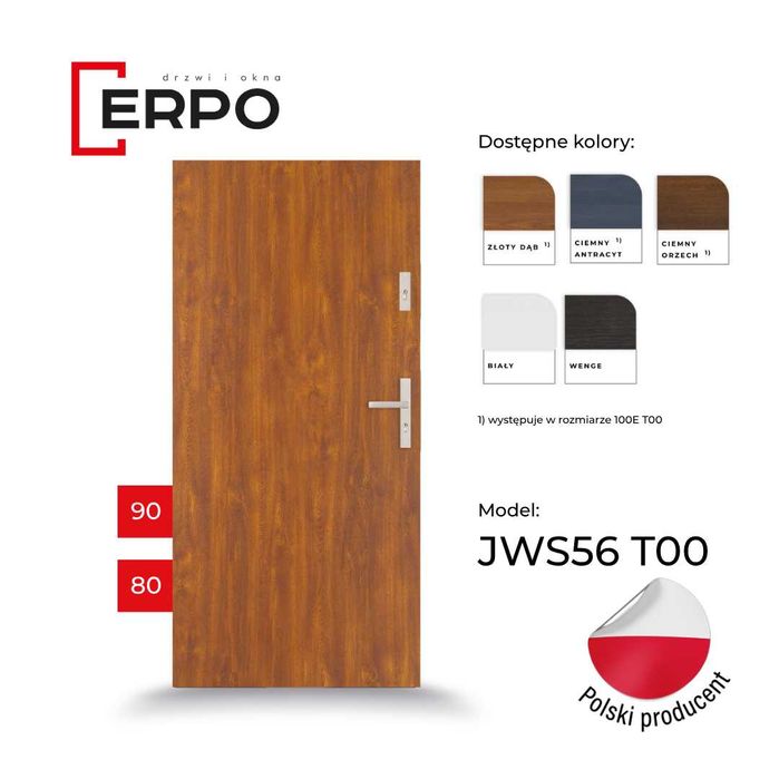 TANIE Drzwi wejściowe 80 i 90prawe lub lewe złoty dąb grubość 56mm