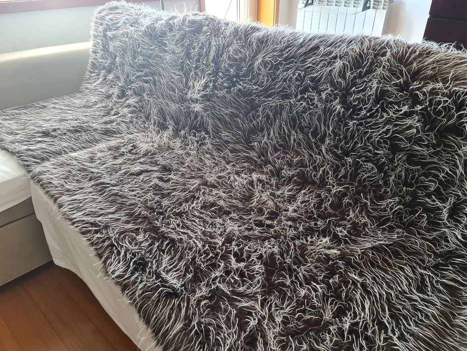 Coberta de pelo matizado e camurça 200x160cm