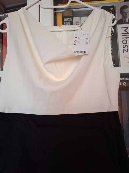 Elegancka sukienka Orsay, czarno-kremowa, nowa, z metką, 40