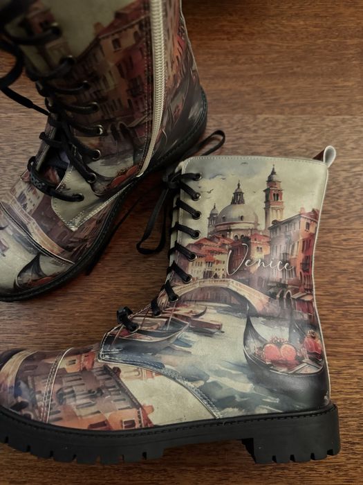 Buty DOGO motyw Wenecja botki wysokie sznurowane zamek  39