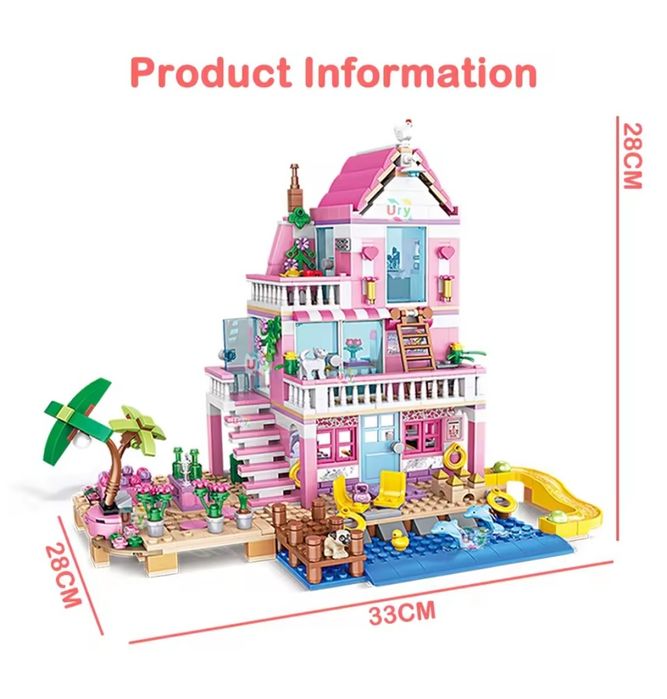 Klocki Girls Domek Letni 822szt 5 figurek! Super jakość! 2w1.