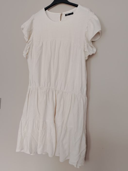 Śliczna kremowa sukienka letnia retro vintage baby doll rozmiar L