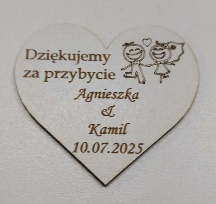 Podziękowanie dla gości weselnych magnes ślub 8x7,4cm imiona data