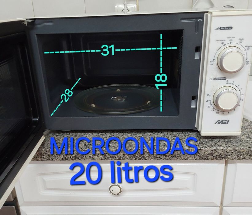 MICROONDAS DE 20 LITROS EM EXCELENTE ESTADO DE FUNCIONAMENTO. Casa,Cozinha,Campismo,Quarto.