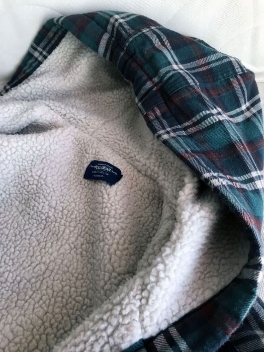 camisa xadrez / casaco forrada a lã com capuz, carneiro, como nova