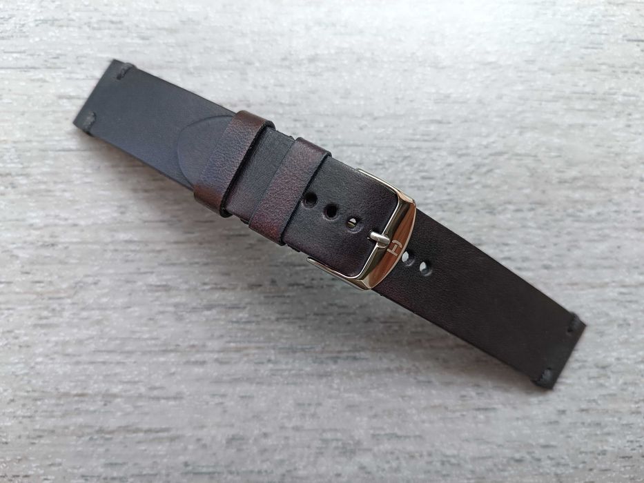 Czarny skórzany pasek zegarka 18 mm cienki