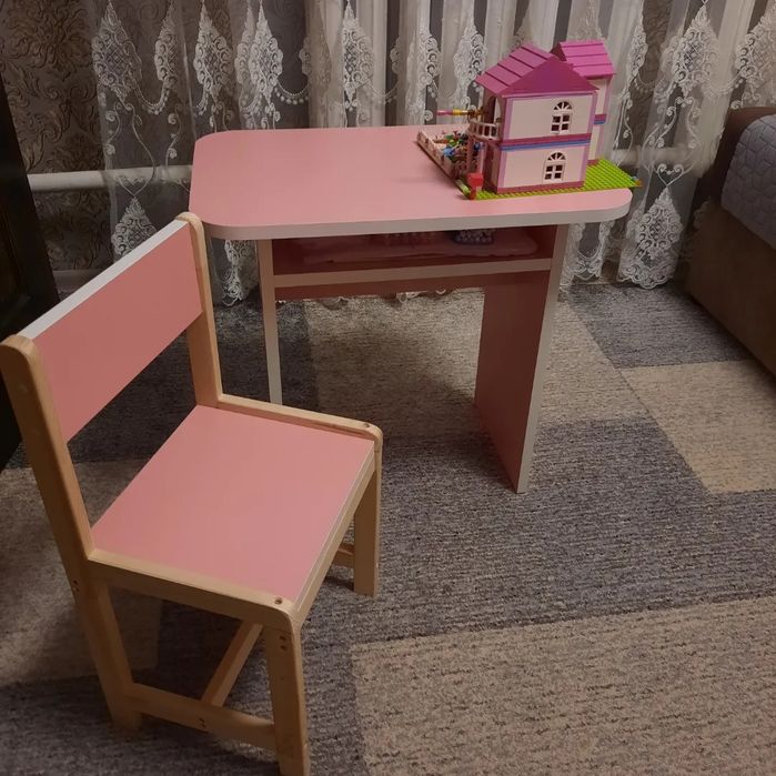 Дитячий столик та стільчик парта детский стол и стул меблі для садочку
