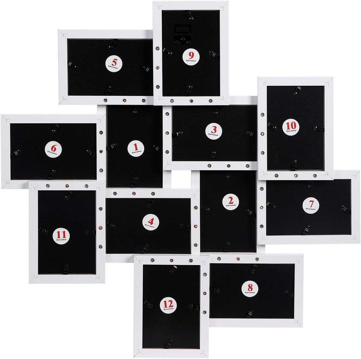 Ramki na zdjęcia,kolaż 12 ramek ,białe