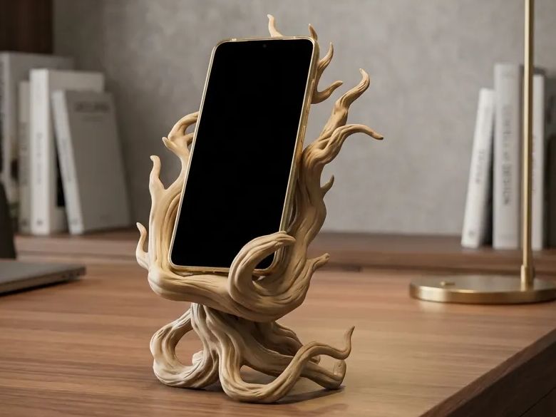 Suporte para telemóvel em forma de raízes