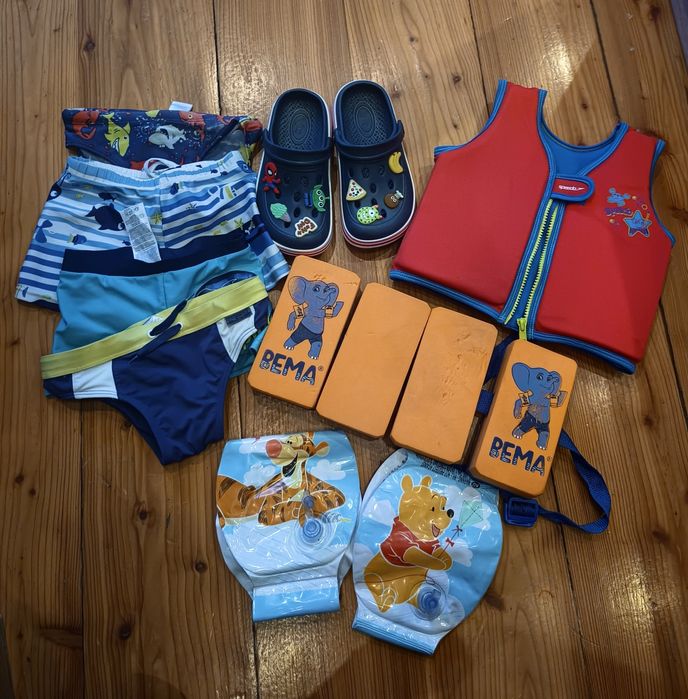 Zestaw basen, jezioro, kamizelka,klapki, kąpielówki