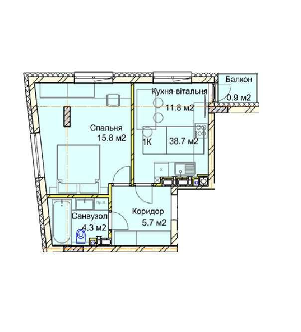 Продаж 1к квартири 38.7 кв. м на вул. Дорошенка Петра 66Б (46440$)